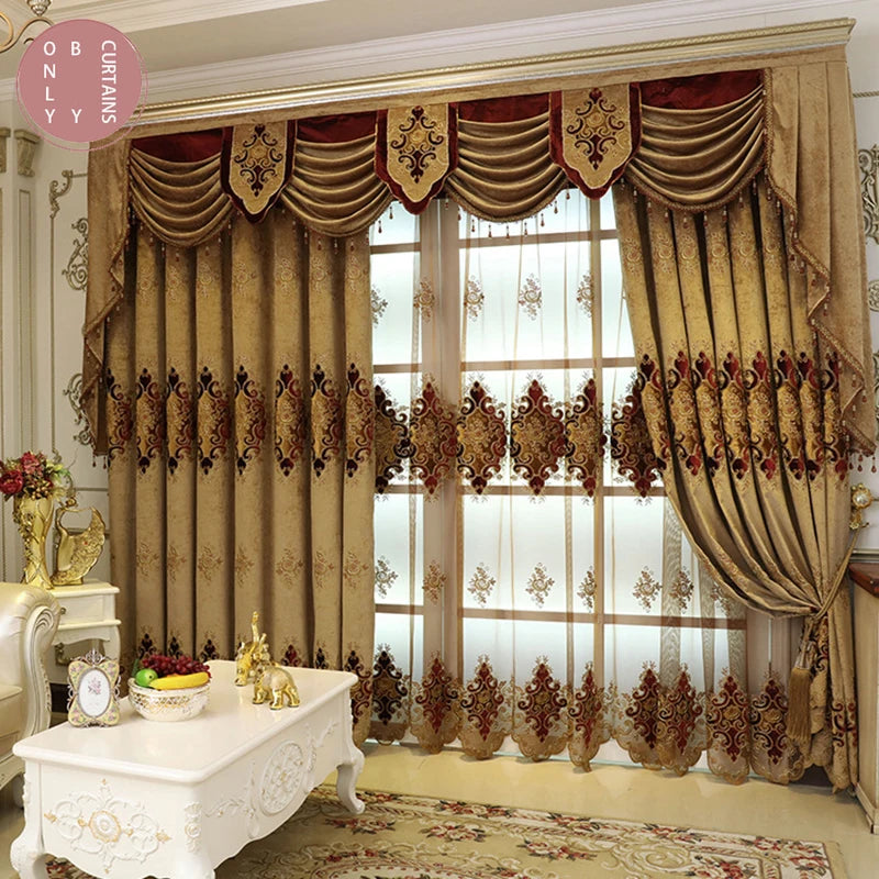 European Embroidered Luxury Blackout Curtains
