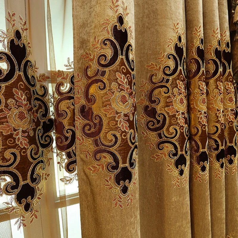 European Embroidered Luxury Blackout Curtains