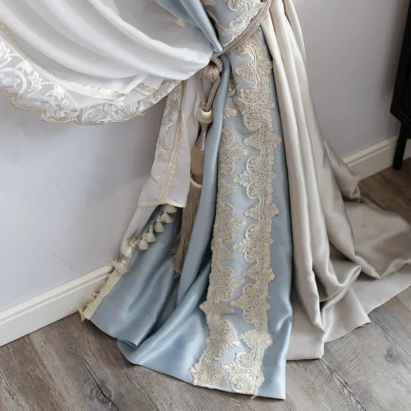 French Lace Style Blackout Window Curtains