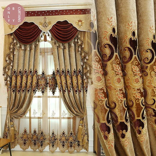 European Embroidered Luxury Blackout Curtains